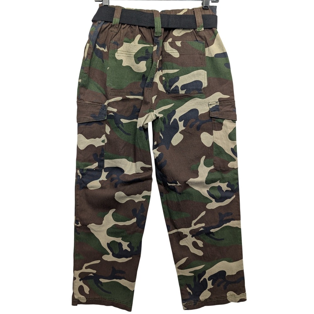 Almost Famous Camo Cargo Pants Womens Medium Green Camouflage Belted PW86A-94C - Picture 3 of 13
